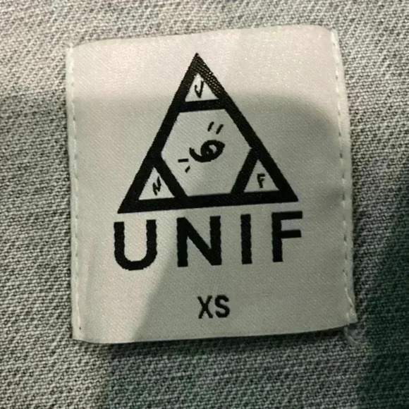 Unif frayed distressed light wash jean jacket in size xs - Picture 6 of 7